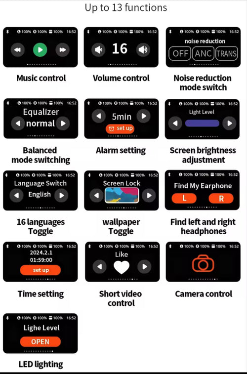 A9 Pro Smart & Touch Screen ANC/ENC Bluetooth Earbuds